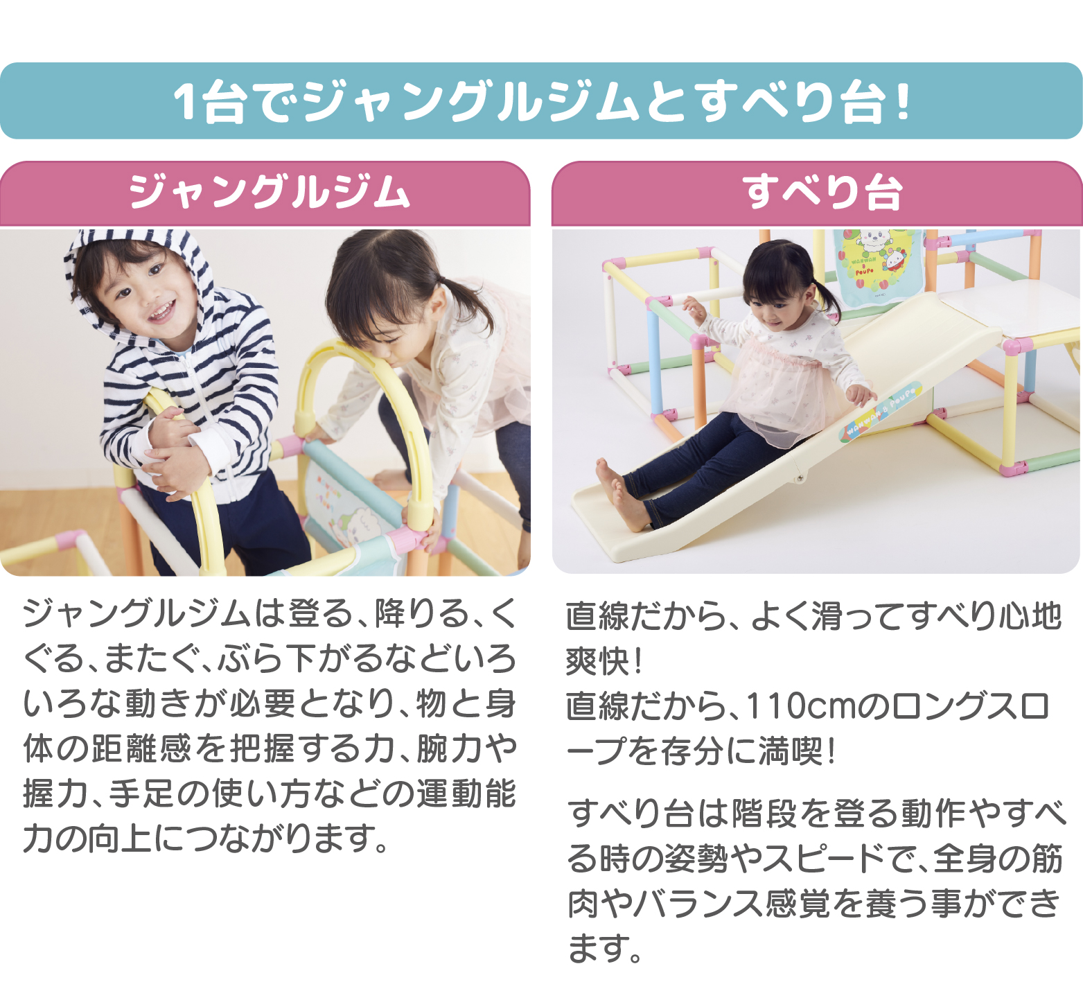 ワンワンとぽぅぽ おりたたみロングスロープジム｜ジャングルジム